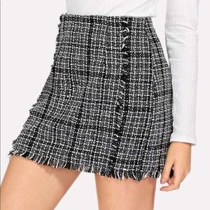 SHEIN frayed tweed mini skirt